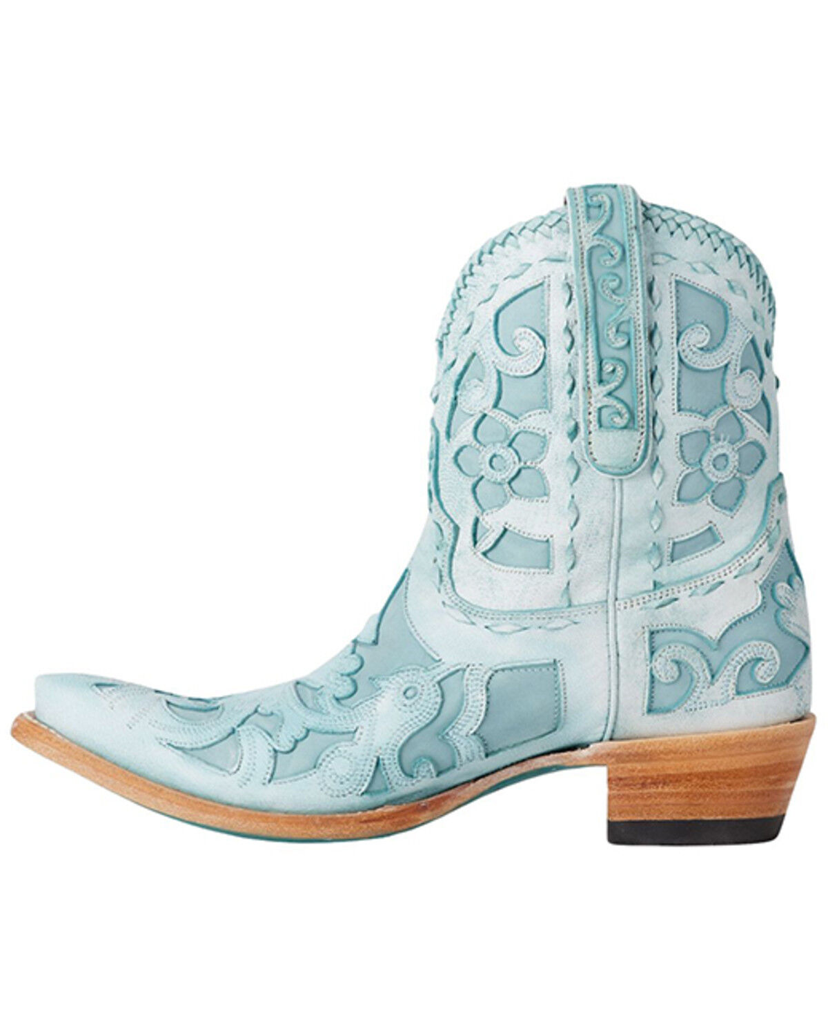 Image #3 - Lane Women's Robin Outlay Western Booties - Snip Toe, Blue, hi-res