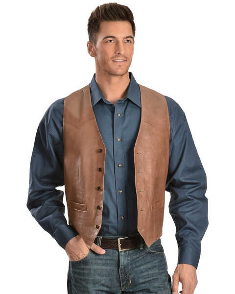 Scully Lamb Leather Vest, Antique Brown, hi-res