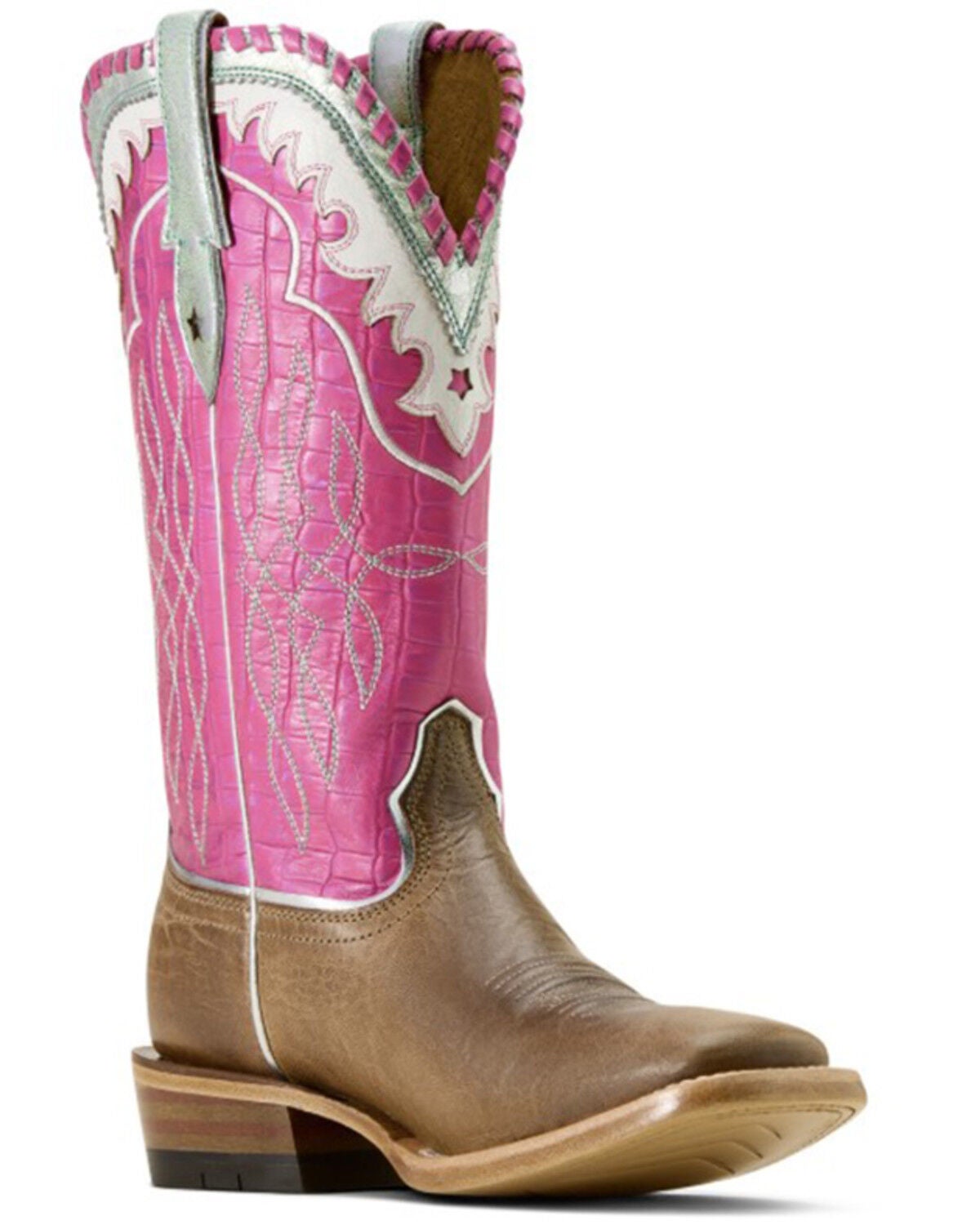 Ariat Women's Riata Western Boots - Square Toe, Pink, hi-res