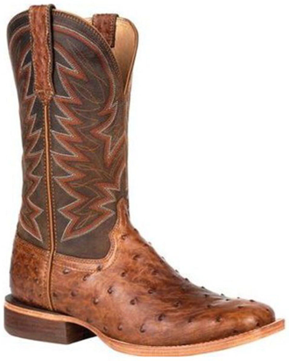 Durango Men's Wheat Brown Exotic Full-Quill Ostrich Western Boots - Square Toe, Brown, hi-res