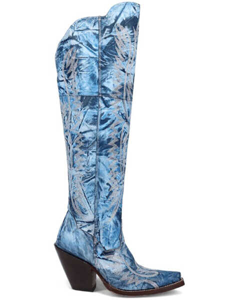 Image #2 - Dan Post Women's Moxie Tall Western Boots - Snip Toe , Blue, hi-res