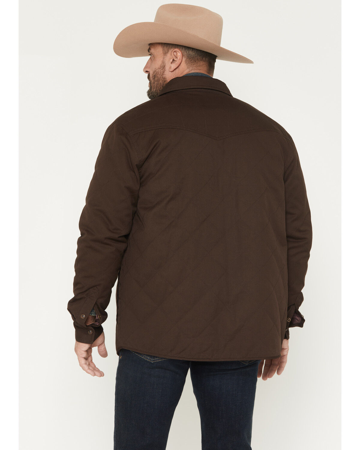 Image #4 - Cody James Men's Boone Quilted Flannel Lined Snap Shirt Jacket, Brown, hi-res