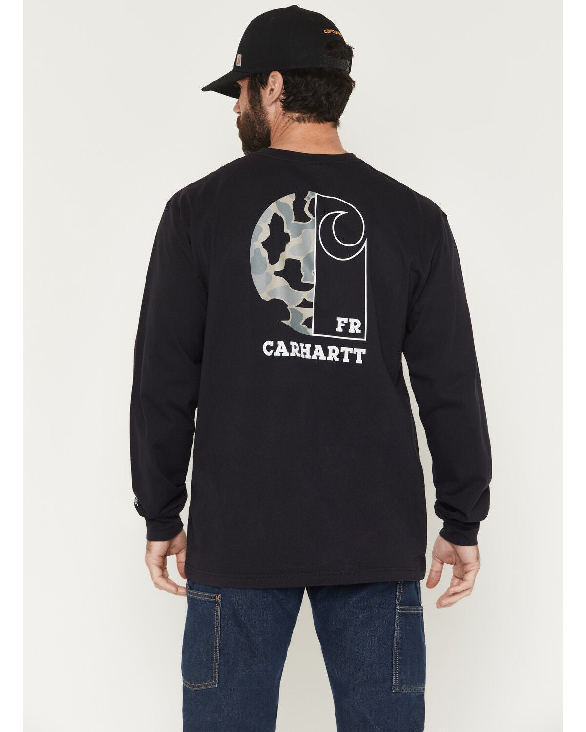 Image #1 - Carhartt Men's FR Force&reg; Loose Fit Lightweight Long Sleeve Camo C Graphic T-Shirt, Black, hi-res