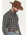 Image #2 - Cody James Men's Warriors Way Plaid Print Long Sleeve Snap Western Shirt - Big, Dark Blue, hi-res