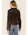 Double D Ranchwear Women's Sherpa Trim Leather Cave Basin Jacket, Brown, hi-res