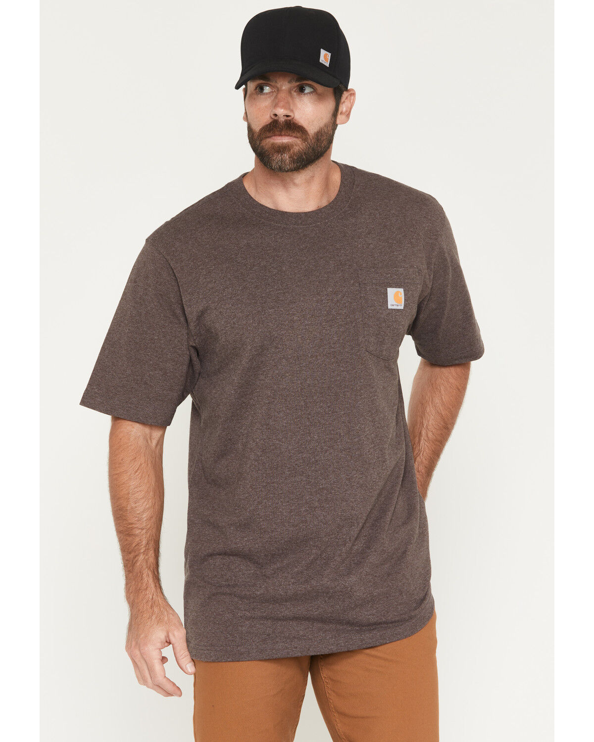 Image #1 - Carhartt Men's Solid Loose Fit Heavyweight Short Sleeve Pocket Work T-Shirt, Dark Grey, hi-res