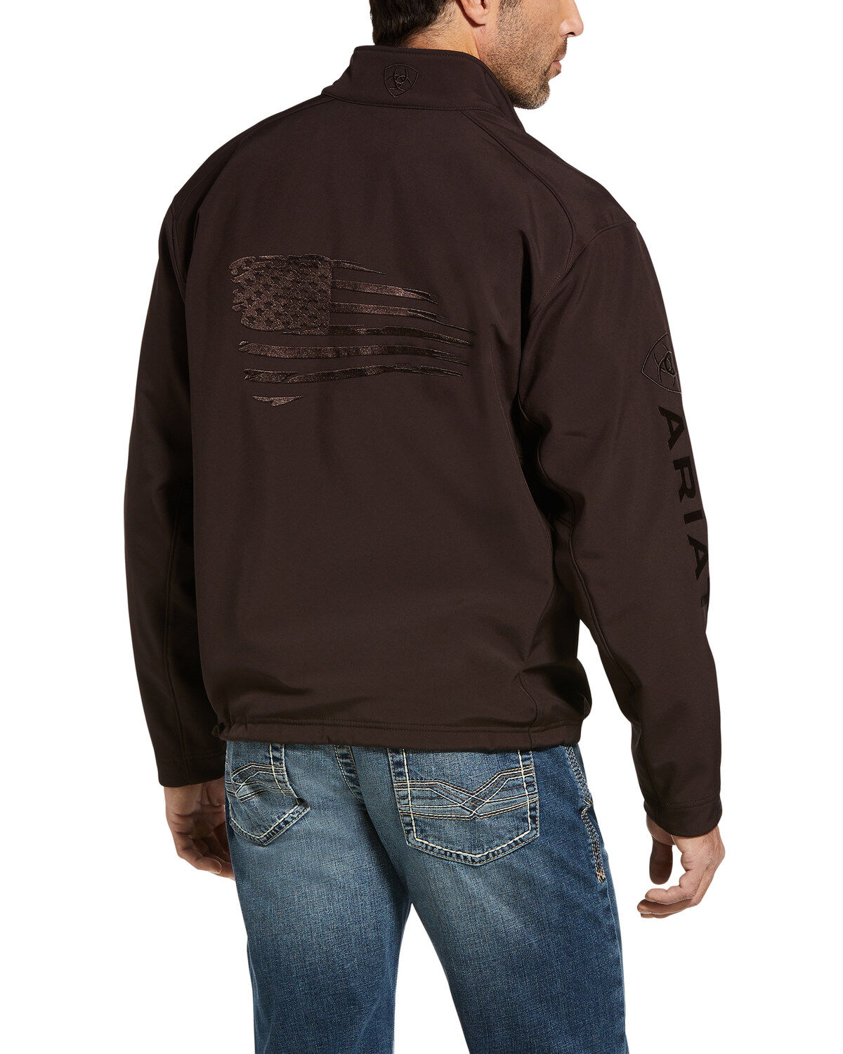 Image #2 - Ariat Men's Patriot Logo 2.0 Softshell Jacket, Dark Brown, hi-res