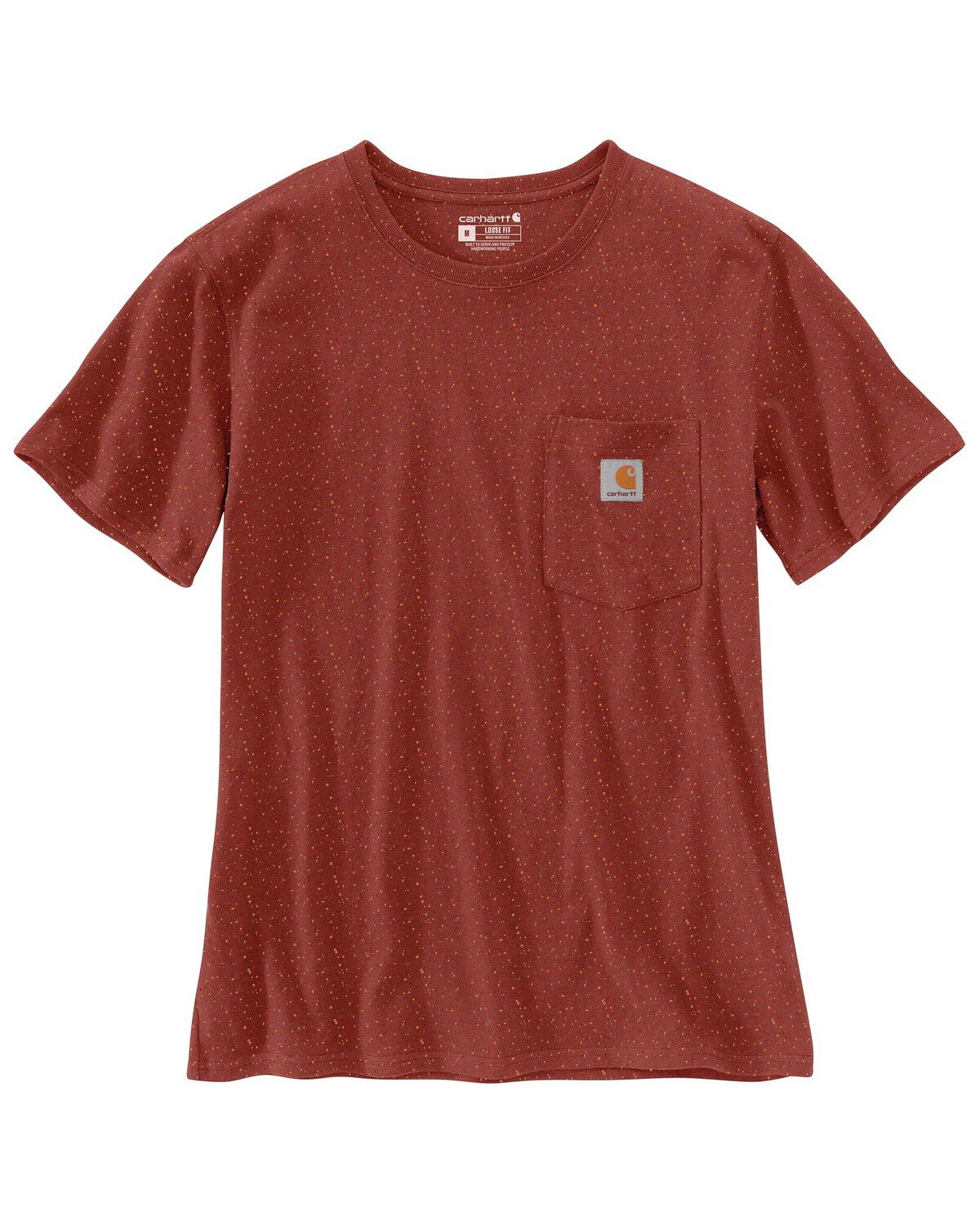 Image #1 - Carhartt Women's Loose Fit Heavyweight Short Sleeve Pocket Work Tee, Red, hi-res
