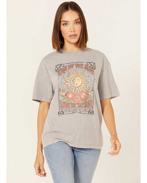 Youth in Revolt Women's Live By The Sun Short Sleeve Graphic Tee, Grey, hi-res