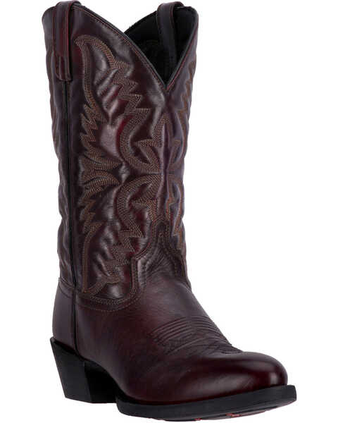 Image #2 - Laredo Men's Embroidered Round Toe Western Boots, Black Cherry, hi-res