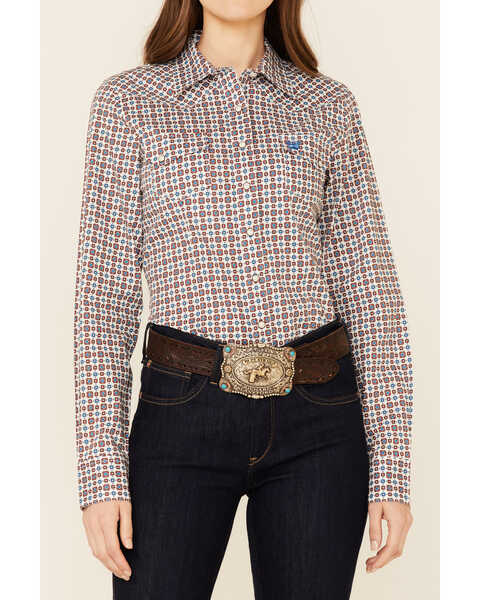 Image #3 - Cinch Women's Multi Geo Print Long Sleeve Pearl Snap Western Core Shirt , Multi, hi-res