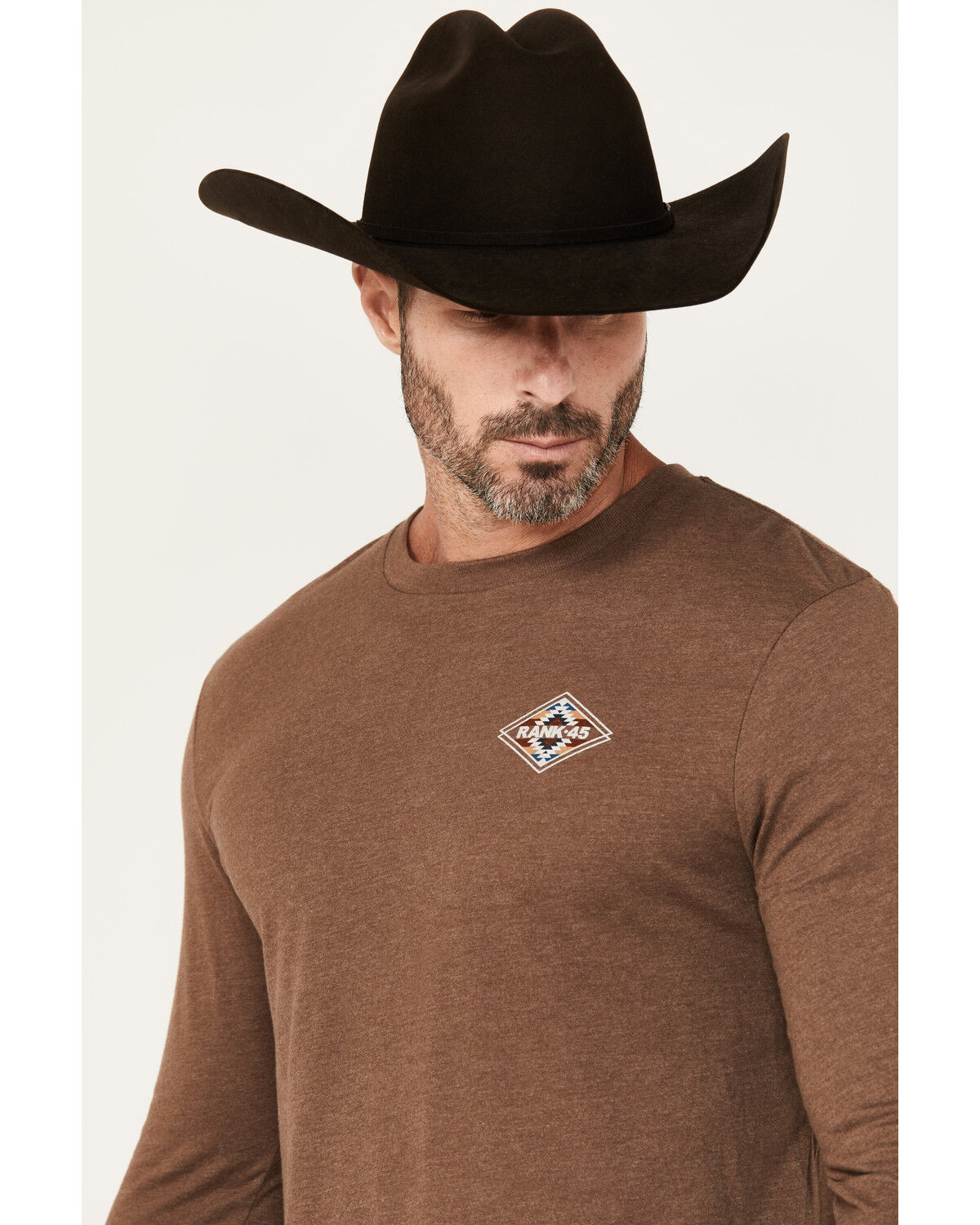 Image #3 - RANK 45® Men's Dusty Arena Southwestern Logo Long Sleeve Graphic T-Shirt, Brown, hi-res
