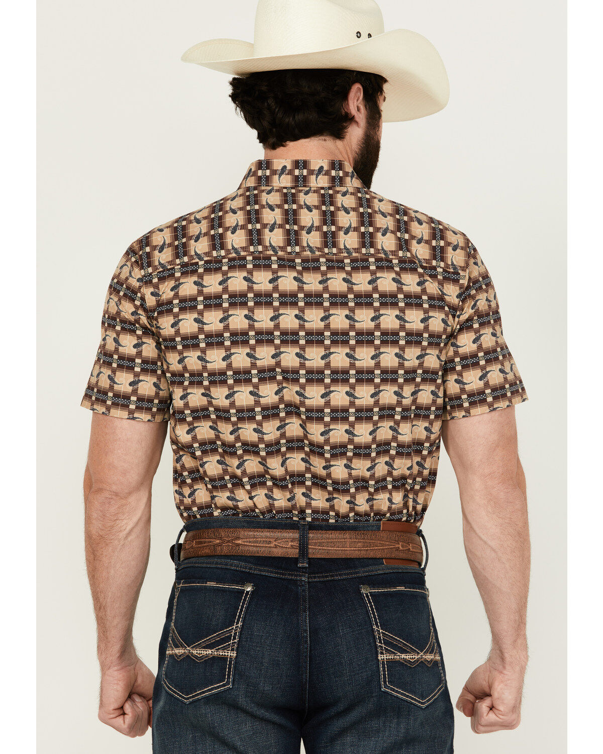 Image #4 - Gibson Men's Ombre Swirl Print Short Sleeve Button-Down Western Shirt, Brown, hi-res