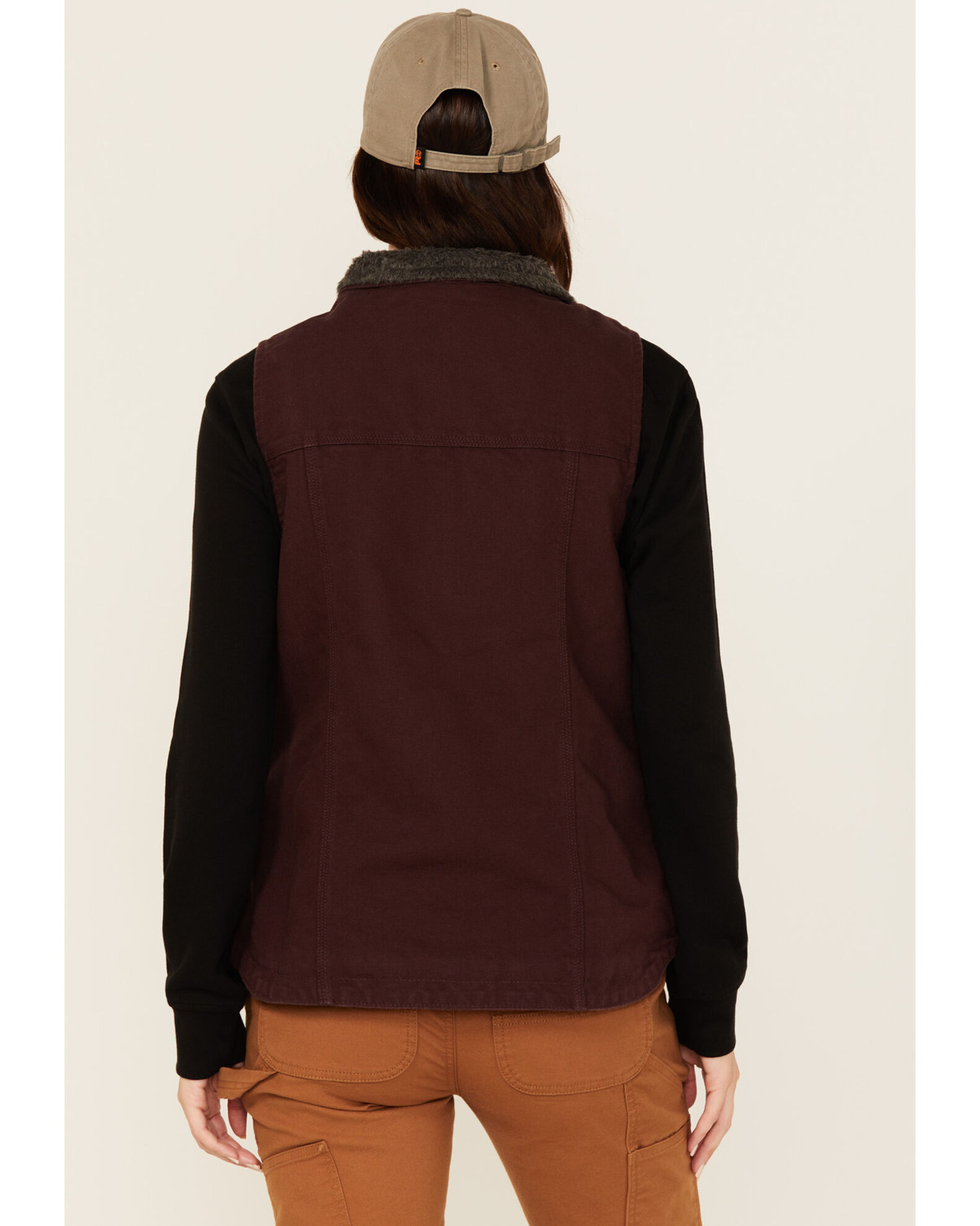 Image #4 - Carhartt Women's Washed Duck Sherpa Lined Relaxed Fit Vest, Purple, hi-res