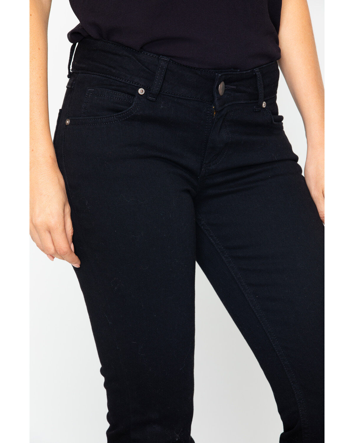 black mid rise bootcut jeans