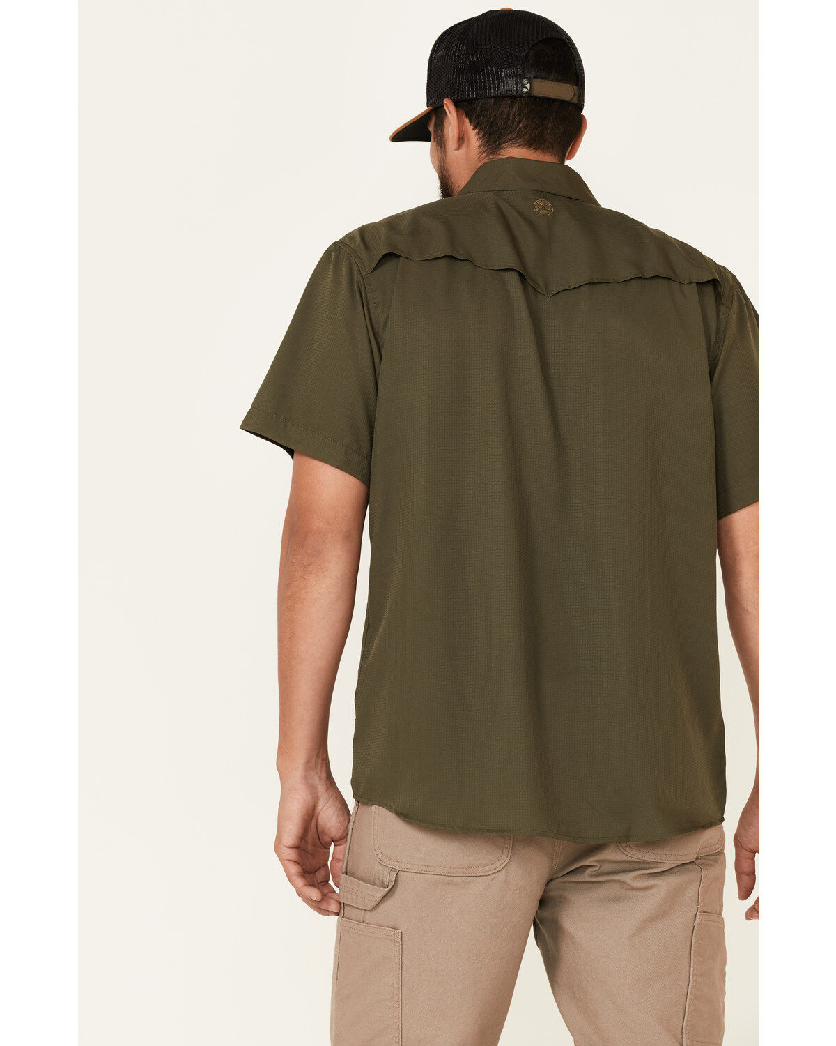 Image #4 - Hooey Men's Solid Habitat Sol Short Sleeve Snap Western Shirt, Olive, hi-res