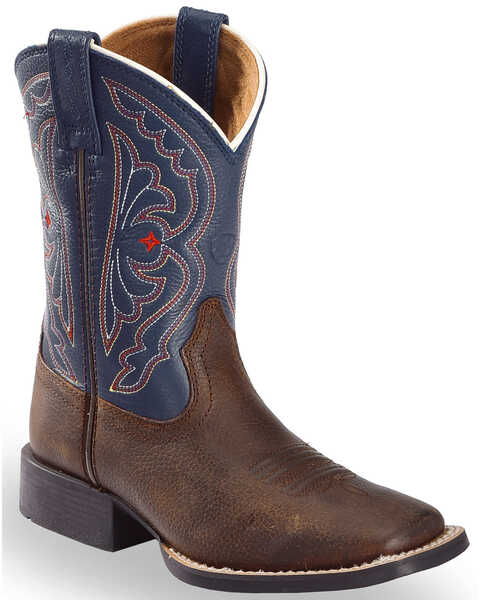 Ariat Boys' Royal Blue Quickdraw Western Boots - Square Toe, Brown, hi-res