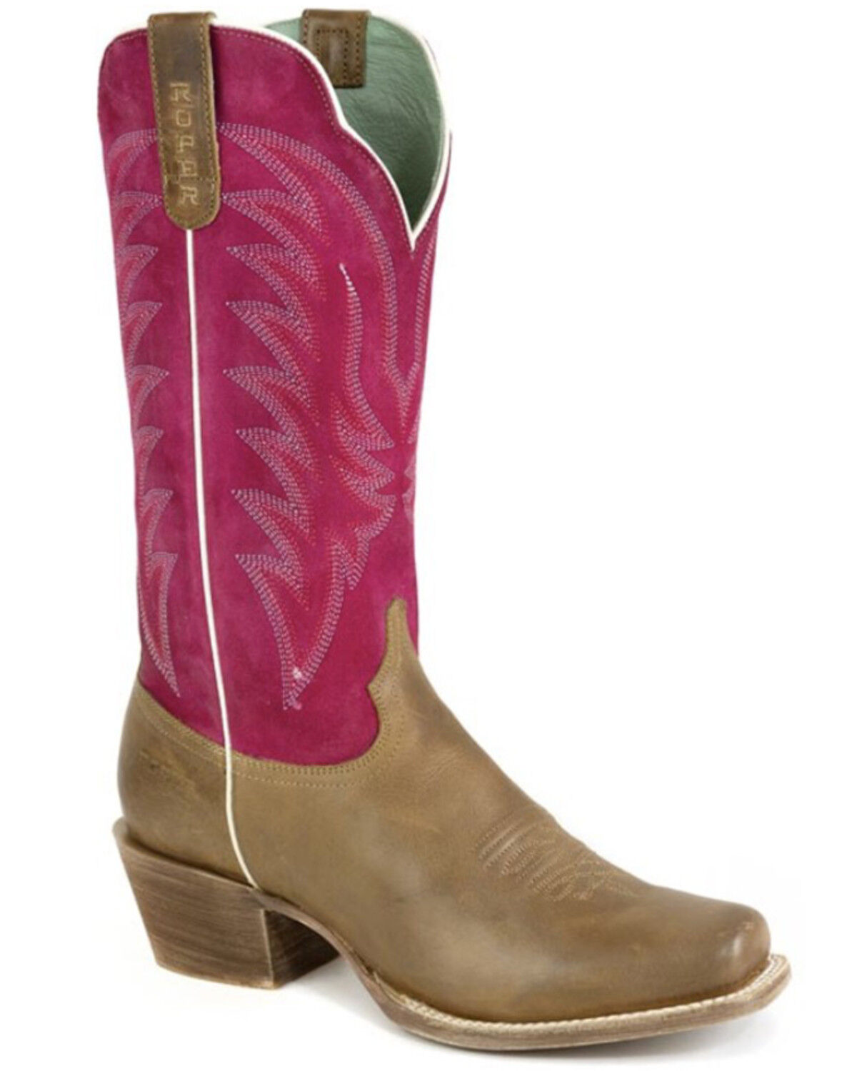 Image #1 - Roper Women's Cowgirl Western Boots - Square Toe, Tan, hi-res