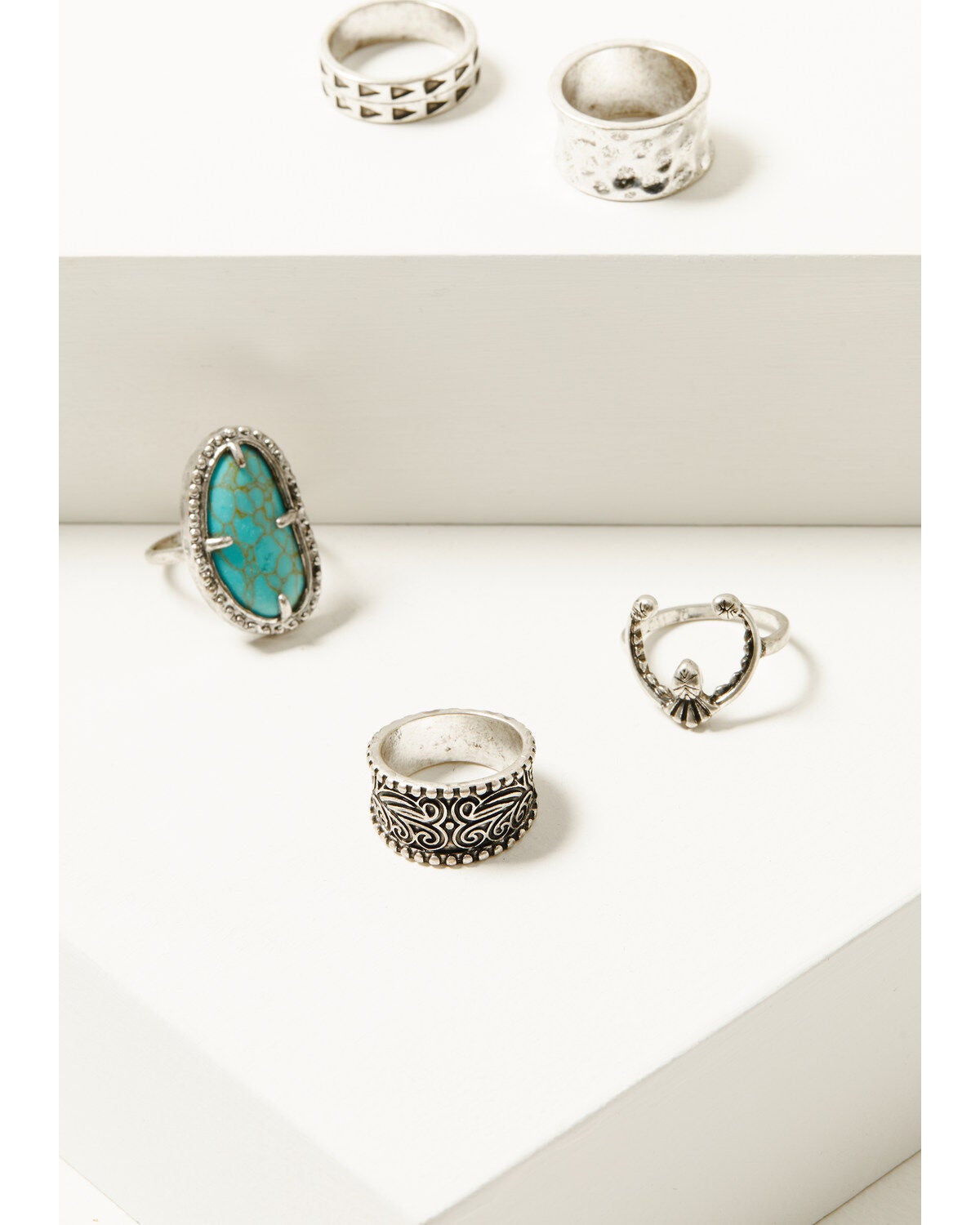 Shyanne Women's Americana Squash Blossom Ring Set, Silver, hi-res