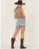 Daze Women's Troublemaker Just Kissed Distressed Shorts, Blue, hi-res
