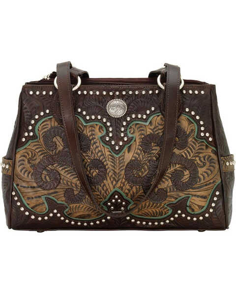 Image #1 - American West Women's Hand Tooled Concealed Carry Multi-Compartment Tote, , hi-res