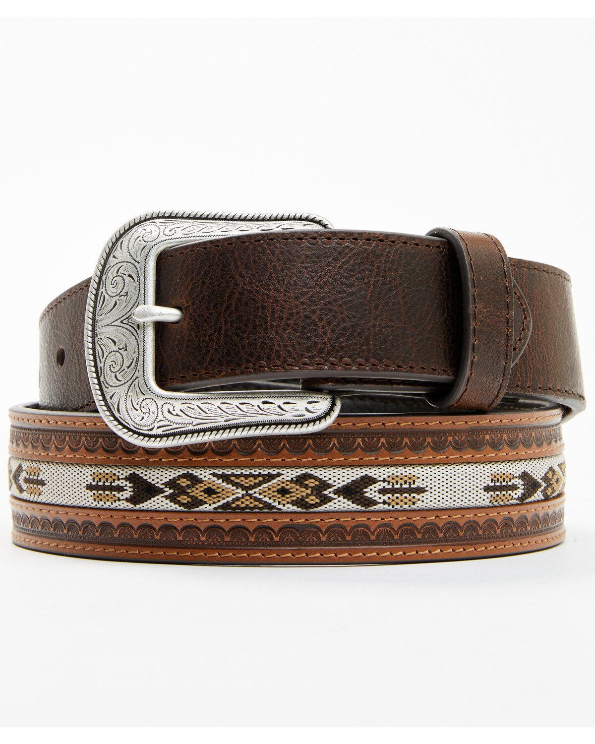 Cody James Men's Wyatt Braided Strap 2-Toned Belt, Brown, hi-res