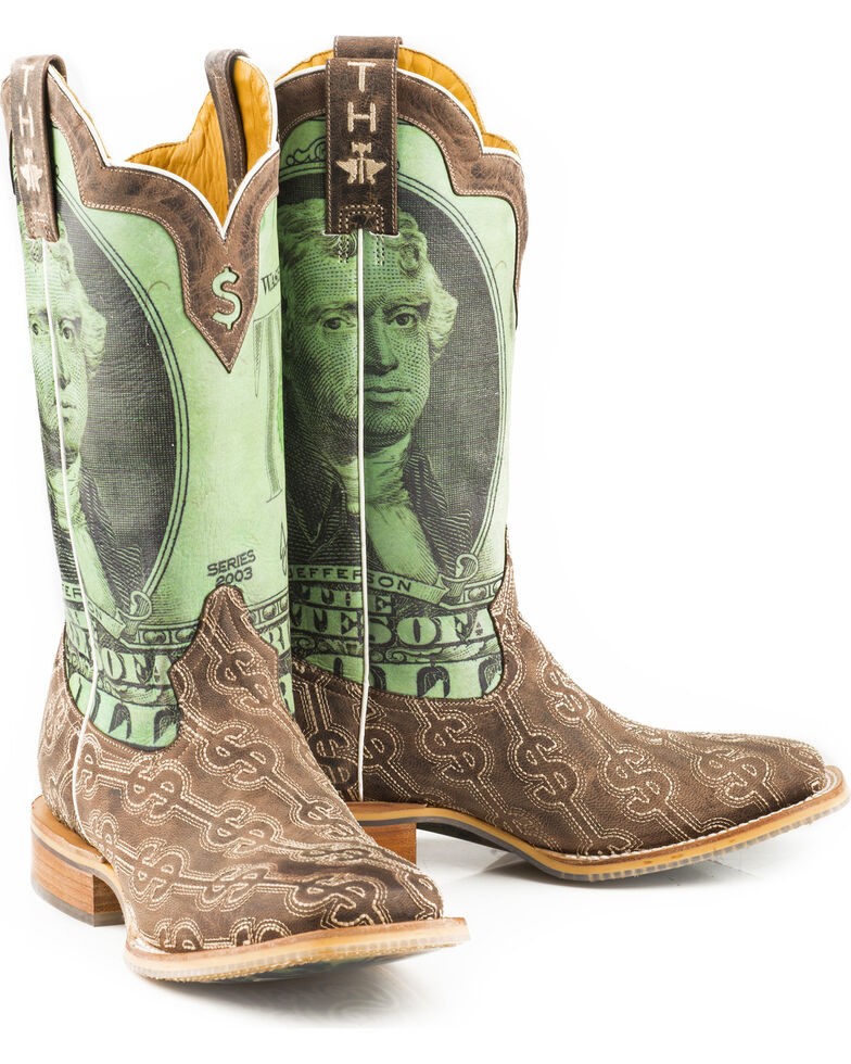 Tin Haul Men's Duece Take The Money And Run Cowboy Boots Square Toe