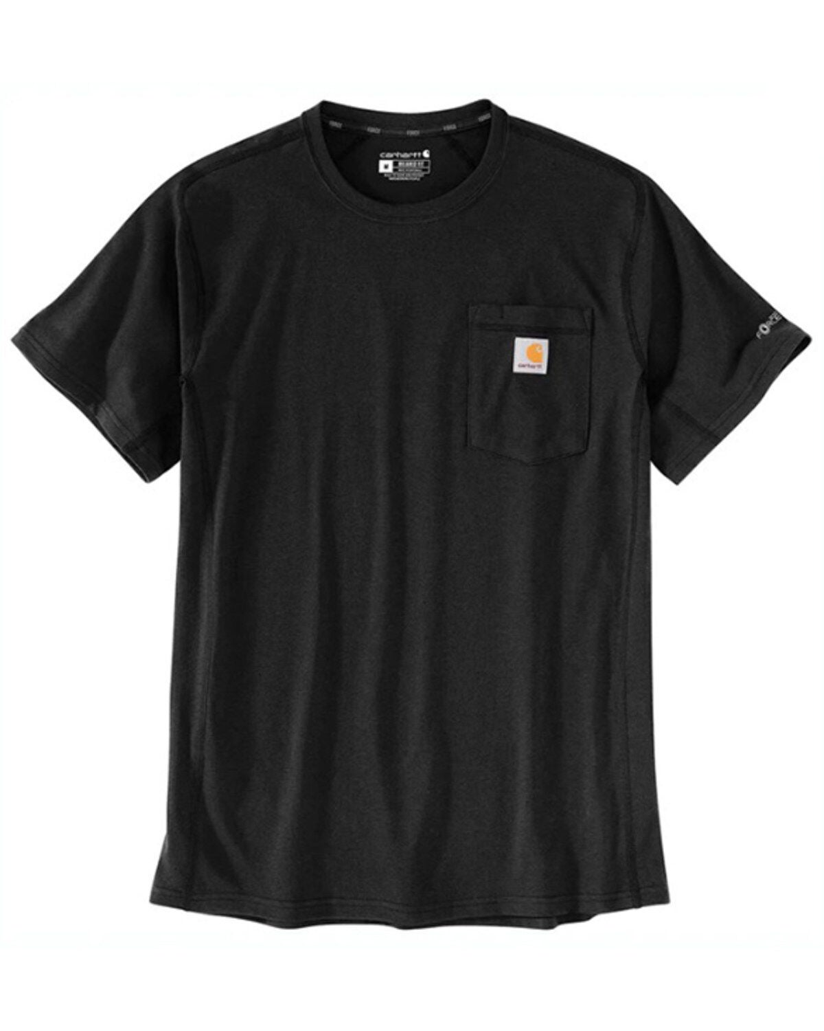 Carhartt Men's Force Relaxed Midweight Logo Pocket Short Sleeve Work T-Shirt, Black, hi-res