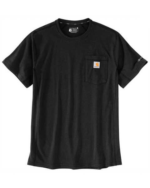 Image #1 - Carhartt Men's Force Relaxed Midweight Logo Pocket Short Sleeve Work T-Shirt , Black, hi-res