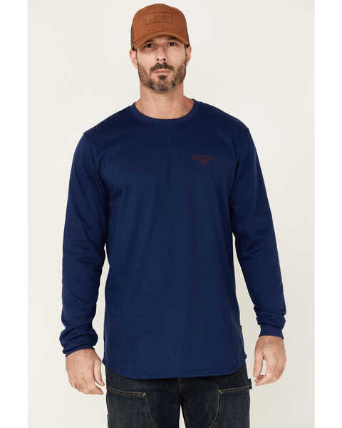 Hawx Men's FR Logo Print Long Sleeve Work T-Shirt , Blue, hi-res