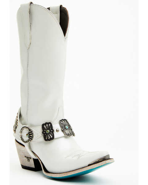 Boot Barn X Lane Women's Exclusive The New Mrs. Satin Pearl Western Bridal Boots - Snip Toe, White, hi-res