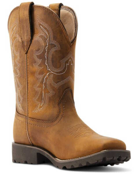 Ariat Women's Unbridled Rancher H2O Oily Distressed Western Boots - Square Toe, Brown, hi-res