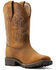 Image #1 - Ariat Women's Unbridled Rancher H2O Oily Distressed Western Boots - Square Toe, Brown, hi-res