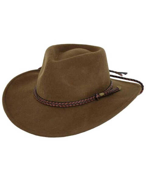 Outback Trading Co Men's Broken Hill Crushable Felt Hat, Brown, hi-res