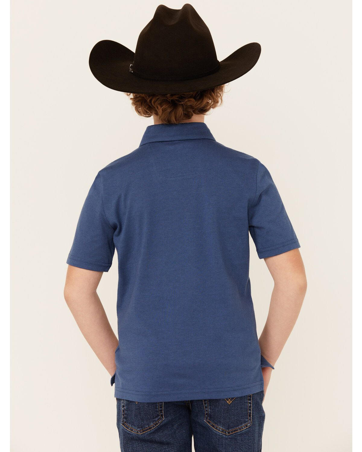 Image #4 - Rock & Roll Denim Boys' Short Sleeve Polo Shirt, Blue, hi-res