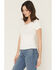 Image #2 - Blue Life Women's Lana Basic Lace V Neck Shirt, White, hi-res