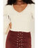 Image #3 - Shyanne Women's Deep V-Neck Bell Sleeve Crop Top, Cream, hi-res