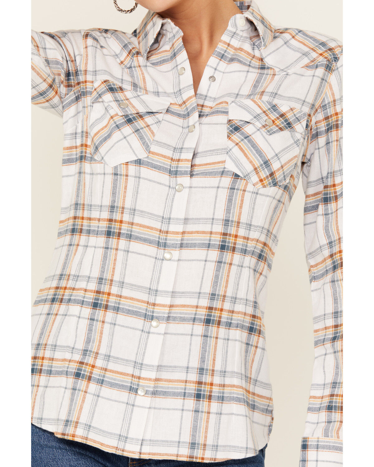 Image #3 - Wrangler Retro Women's Plaid Print Long Sleeve Pearl Snap Flannel Shirt, Multi, hi-res
