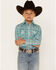 Rough Stock by Panhandle Boys' Vertical Striped Long Sleeve Western Snap Shirt, Turquoise, hi-res