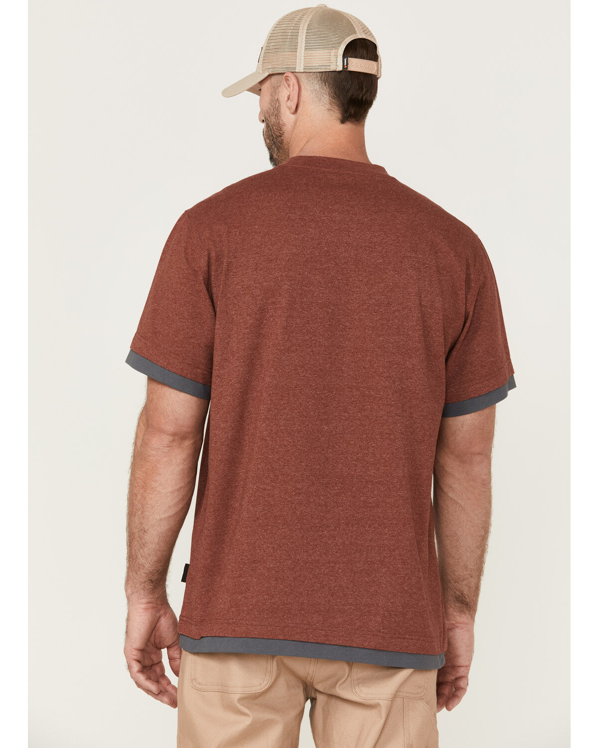 Image #4 - Hawx Men's Layered Work Pocket T-Shirt, Dark Red, hi-res
