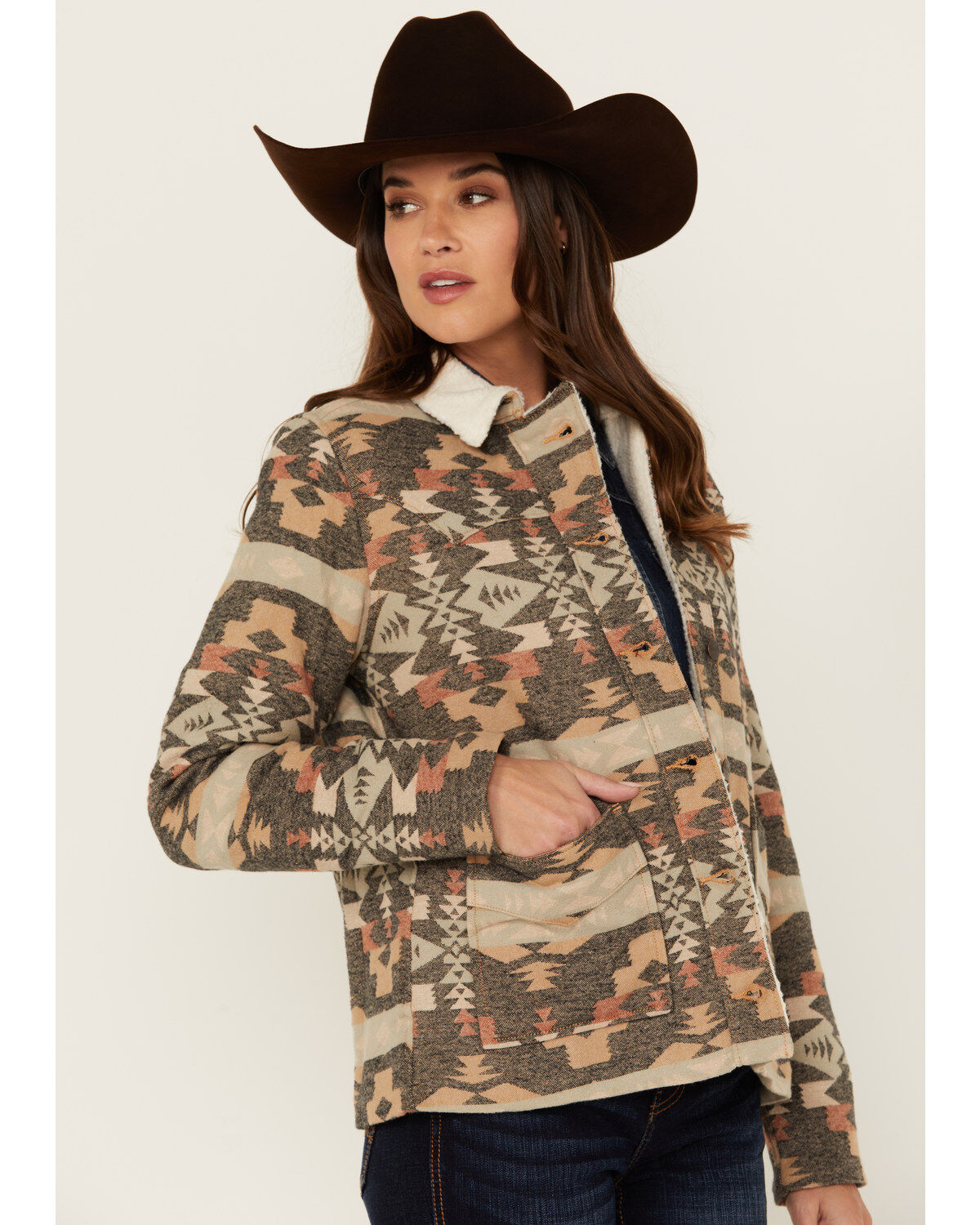 Image #2 - Wrangler Women's Southwestern Print Jacket, Grey, hi-res
