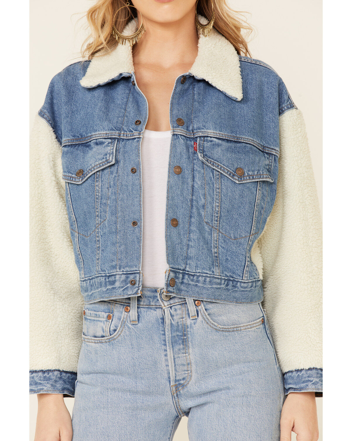 Levi's women's cropped loose winter sleeve jacket clearance