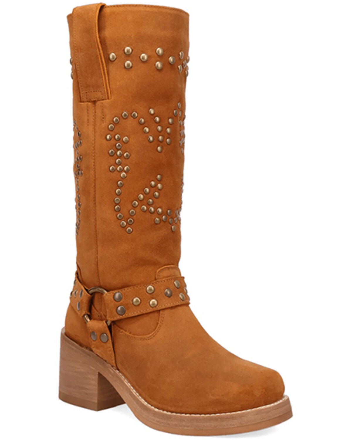 Dingo Women's Troubadour Studded Tall Fashion Boots - Round Toe, Tan, hi-res