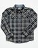 Image #1 - Cody James Toddler Boys' Warriors Way Plaid Print Long Sleeve Snap Western Shirt, Dark Blue, hi-res