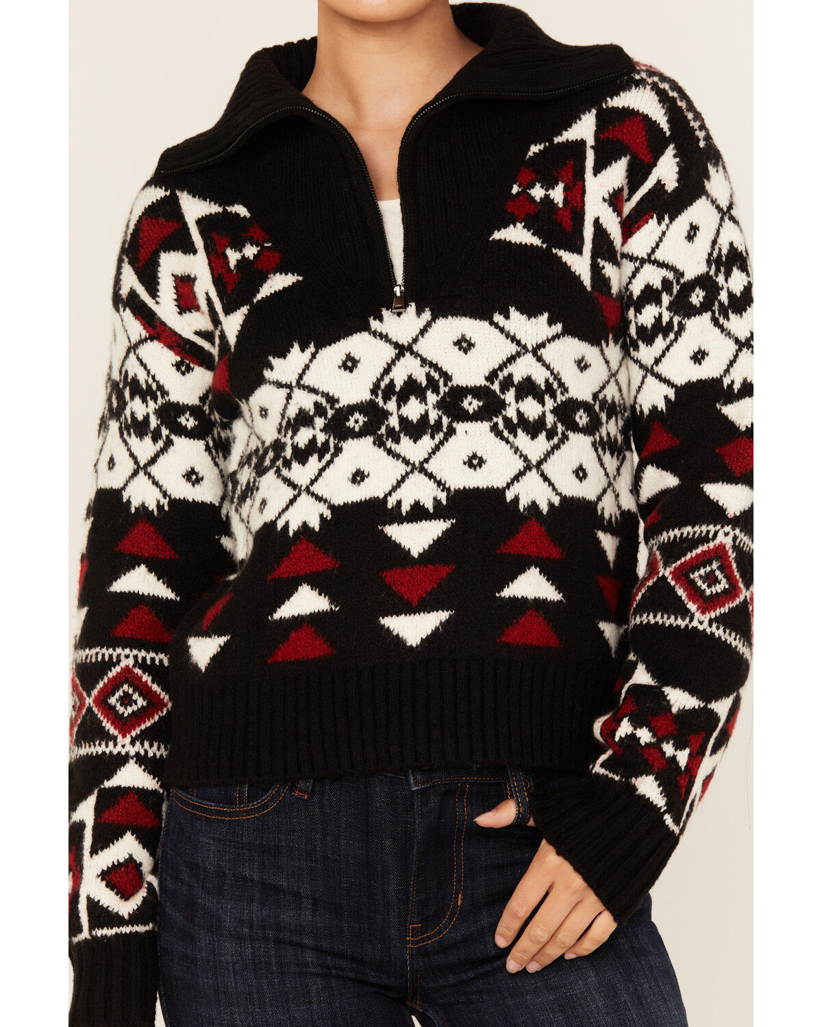 Image #3 - Idyllwind Women's Alpine Zip Front Sweater, Black, hi-res