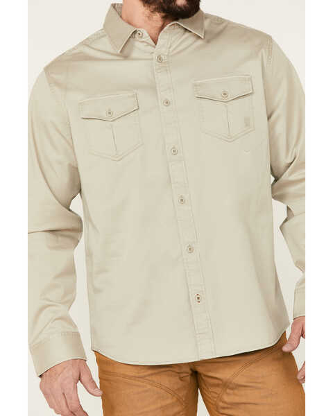 Brothers & Sons Men's Weathered Twill Solid Long Sleeve Button-Down Western Shirt  , Sand, hi-res