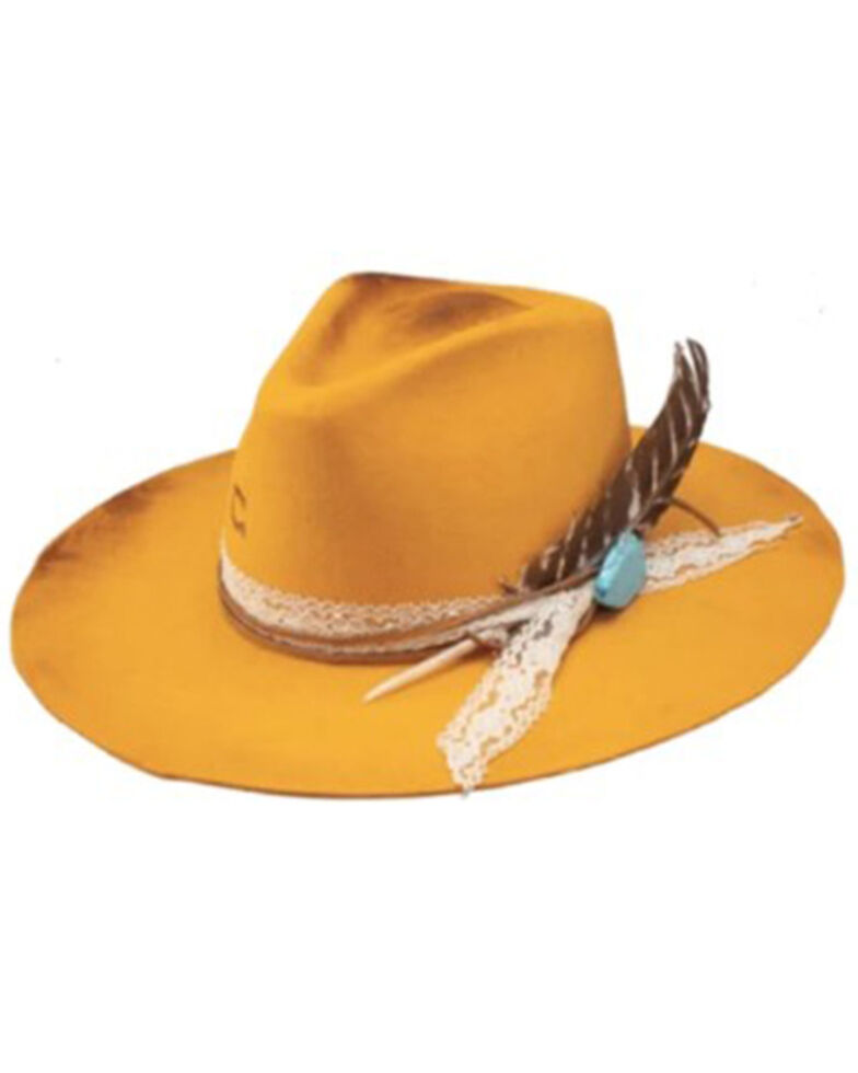Charlie 1 Horse Women's Yellow Smoke Show Wool Felt Western Hat , Yellow, hi-res