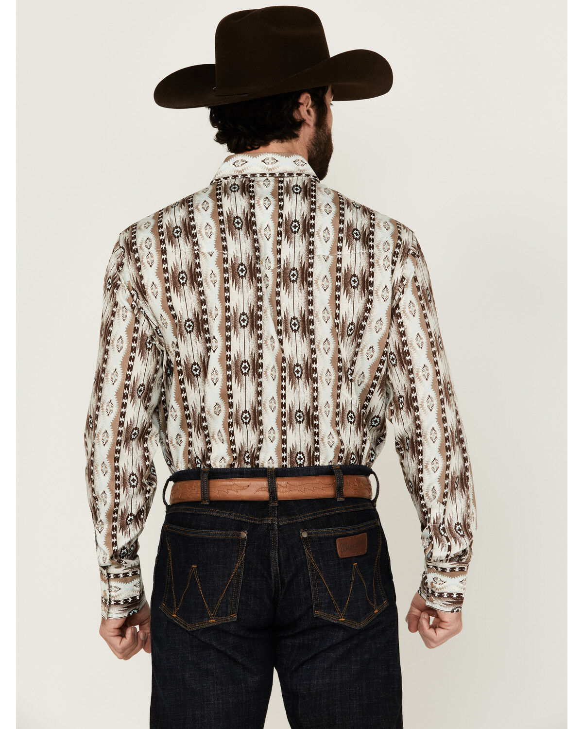 Image #4 - Wrangler Men's Checotah Southwestern Print Long Sleeve Snap Western Shirt - Tall, , hi-res