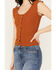 Shyanne Women's Pointelle Button Front Sweater Shirt, Pecan, hi-res