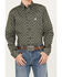 Cinch Boys' Diamond Print Long Sleeve Button Down Shirt, Olive, hi-res